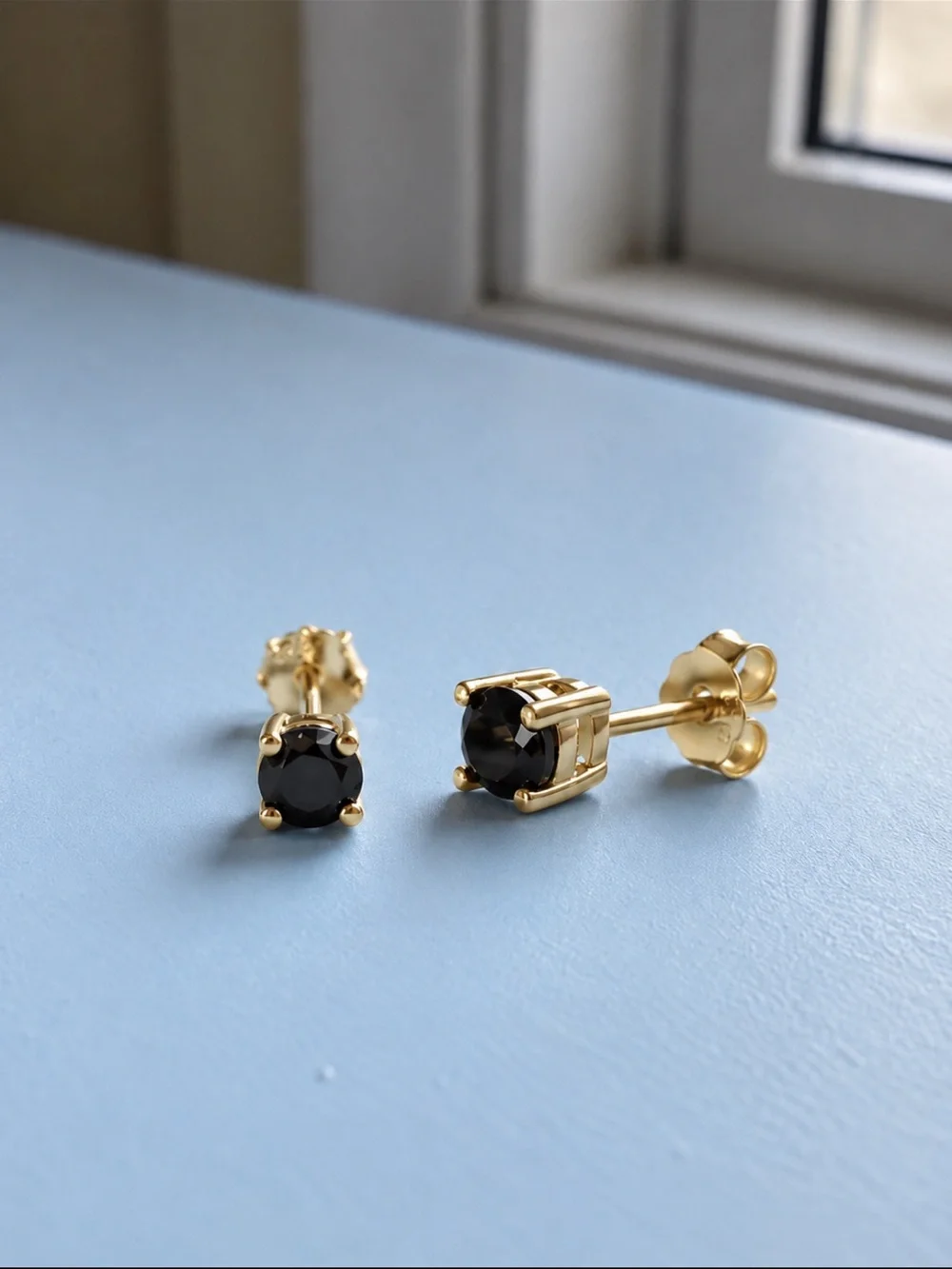 14K Gold Black Moissanite Stud Earrings Plated 925 Silver VVS1 Unisex 0.3CT LUX